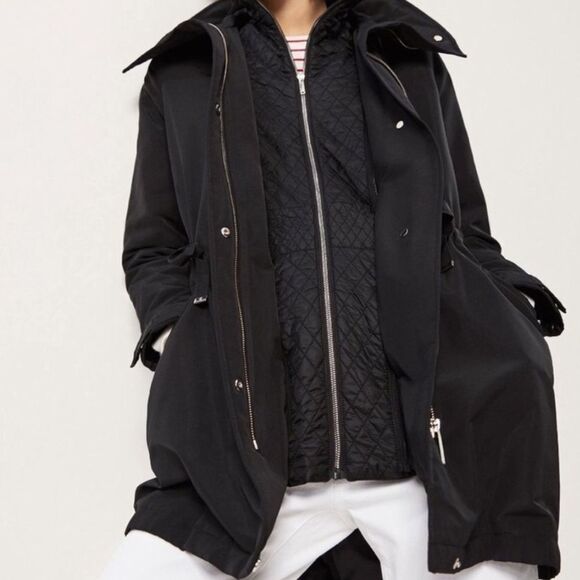 Massimo dutti EUC dark navy black coat jacket warm - Picture 1 of 12